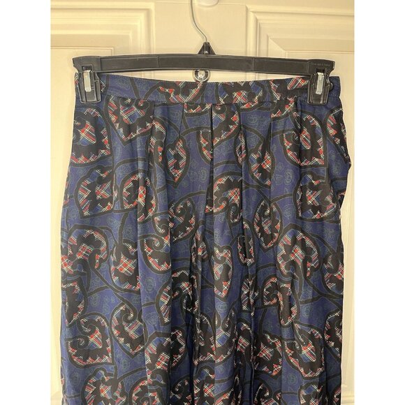 Vintage Country sophisticated By Pendleton Blue Black Printed MIDI Skirt Size 10 - Picture 2 of 6